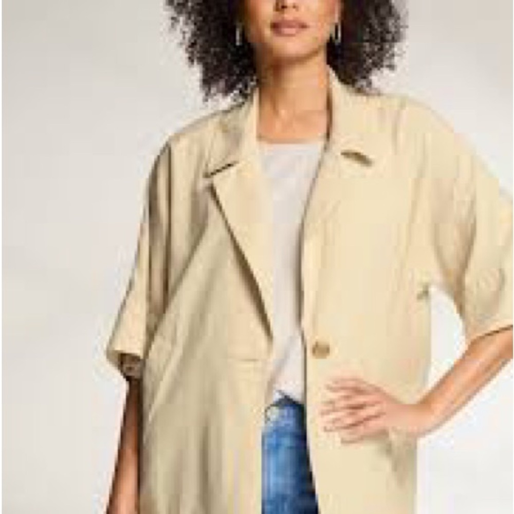 J.JILL Wearever Collared One-Button‎ linen Jacket SIZE M